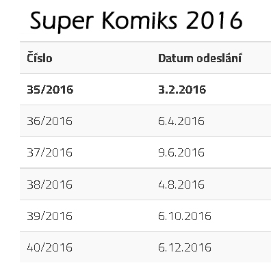 data vydani super komiks 2016